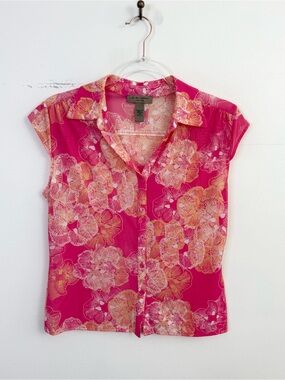 i.e. relaxed Petite Pink Floral Button Front Blouse PM